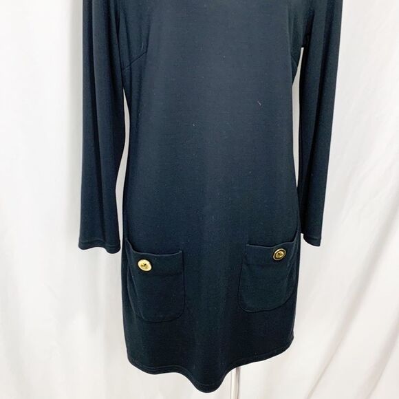 Sail To Sable STS Black Shift Dress w Gold Button Details Medium - Picture 7 of 11